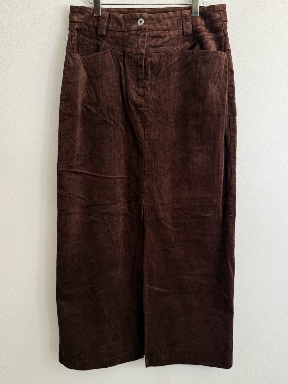COMMENSE Brown Corduroy Maxi Skirt High Rise Size L Utility Pockets